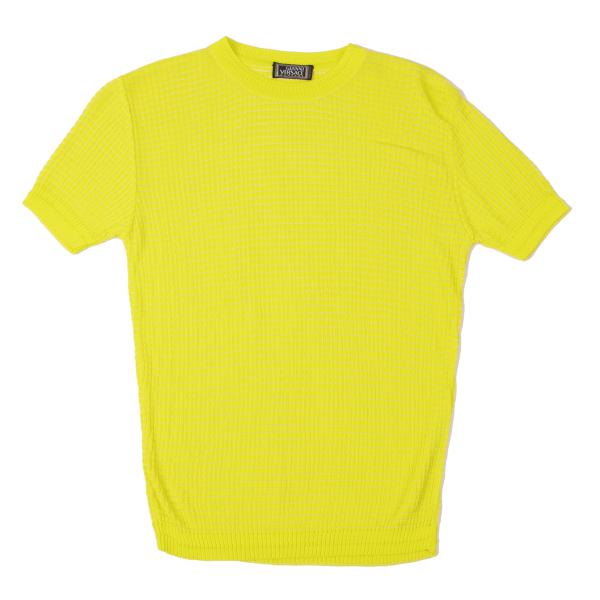 GIANNI VERSACE Short Sleeve Knit Sweater Yellow Size 40