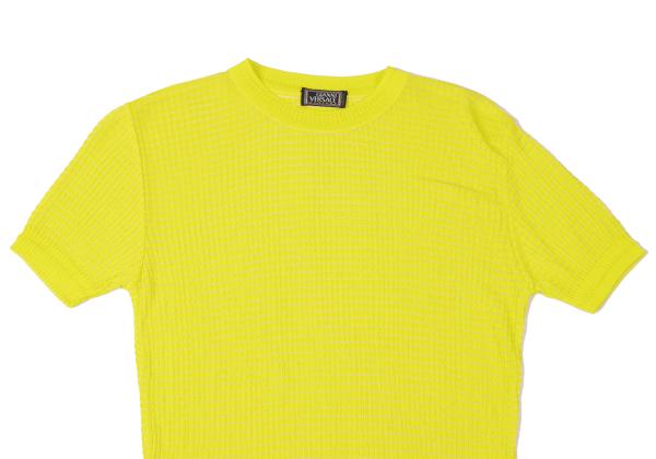 GIANNI VERSACE Short Sleeve Knit Sweater Yellow Size 40