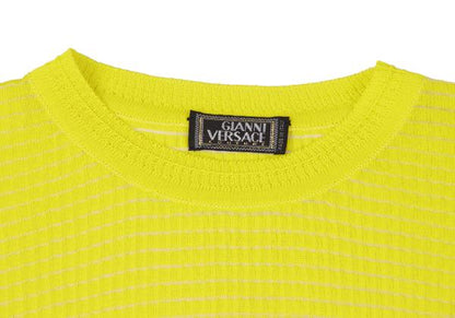 GIANNI VERSACE Short Sleeve Knit Sweater Yellow Size 40