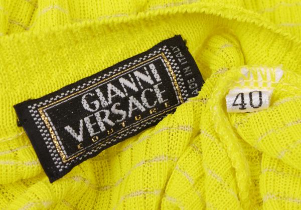 GIANNI VERSACE Short Sleeve Knit Sweater Yellow Size 40