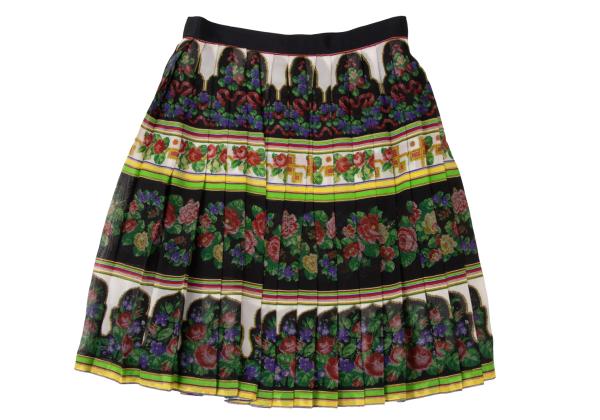 GIANNI VERSACE Flower Print Pleated Skirt Multi Size 42