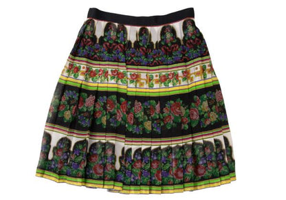 GIANNI VERSACE Flower Print Pleated Skirt Multi Size 42