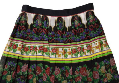 GIANNI VERSACE Flower Print Pleated Skirt Multi Size 42