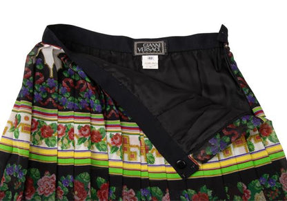 GIANNI VERSACE Flower Print Pleated Skirt Multi Size 42