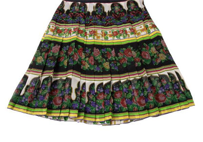 GIANNI VERSACE Flower Print Pleated Skirt Multi Size 42