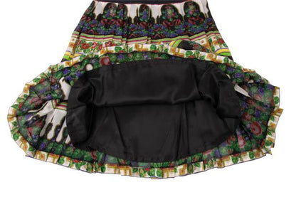GIANNI VERSACE Flower Print Pleated Skirt Multi Size 42