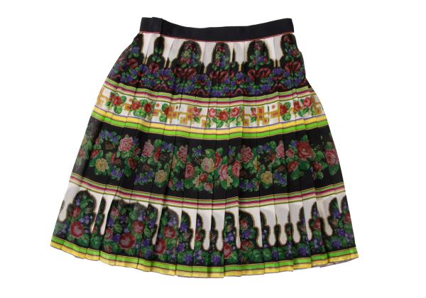 GIANNI VERSACE Flower Print Pleated Skirt Multi Size 42