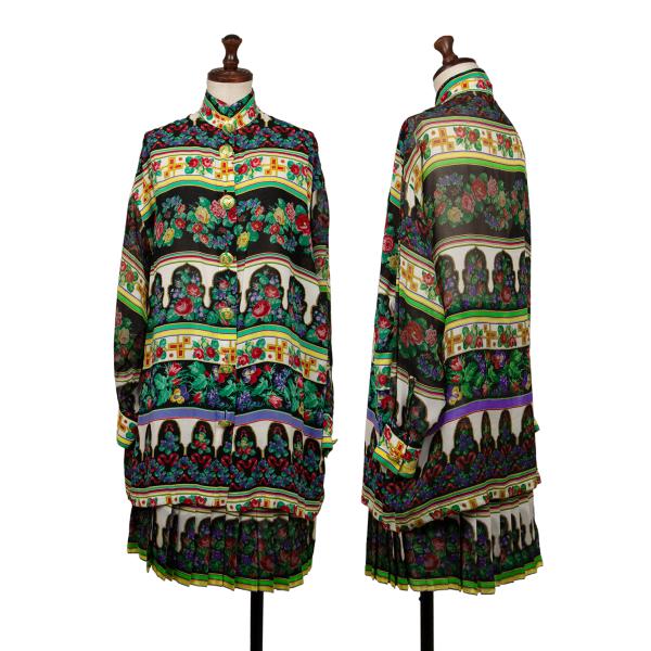 GIANNI VERSACE Flower Print Pleated Skirt Multi Size 42