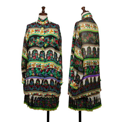 GIANNI VERSACE Flower Print Pleated Skirt Multi Size 42