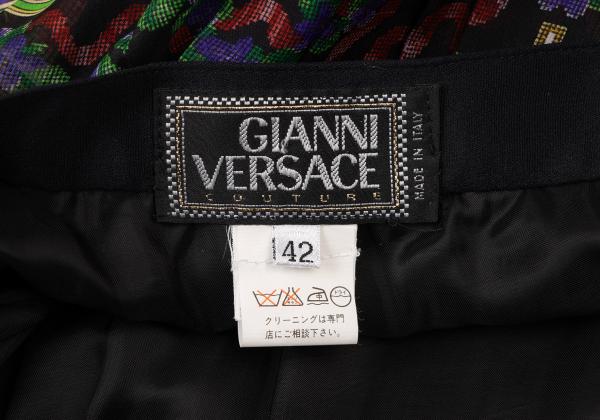 GIANNI VERSACE Flower Print Pleated Skirt Multi Size 42