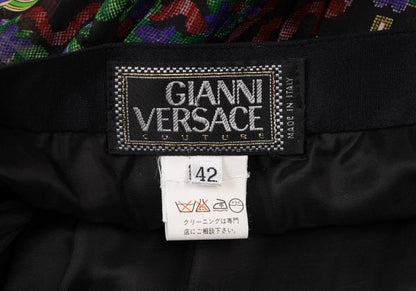 GIANNI VERSACE Flower Print Pleated Skirt Multi Size 42