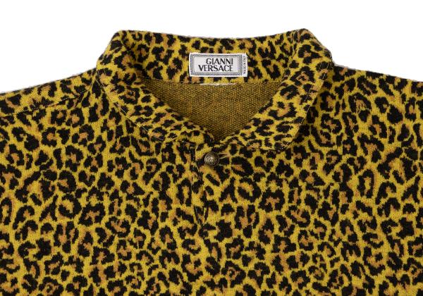 GIANNI VERSACE Leopard Jacquard Knit Polo Multi Size 44