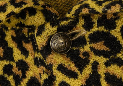 GIANNI VERSACE Leopard Jacquard Knit Polo Multi Size 44