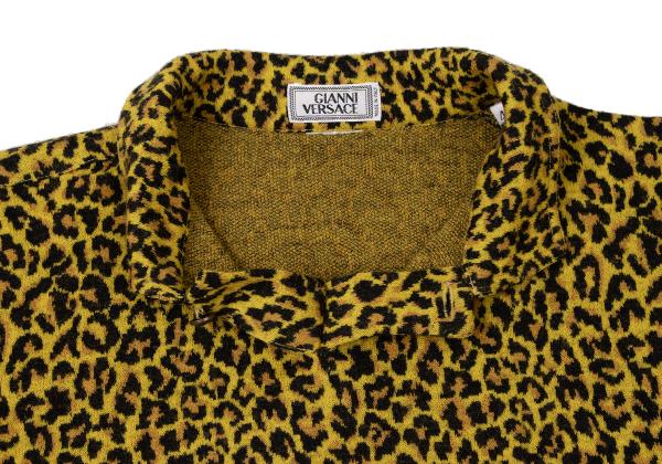 GIANNI VERSACE Leopard Jacquard Knit Polo Multi Size 44