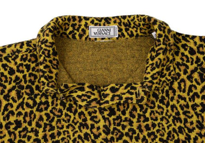 GIANNI VERSACE Leopard Jacquard Knit Polo Multi Size 44