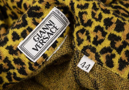 GIANNI VERSACE Leopard Jacquard Knit Polo Multi Size 44