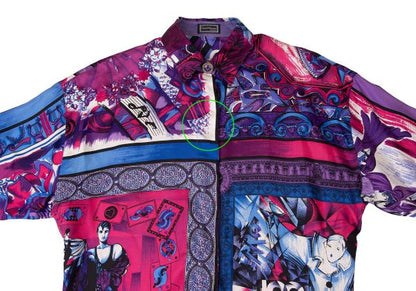GIANNI VERSACE Silk All-Over Print Short Shirt Multi Size M
