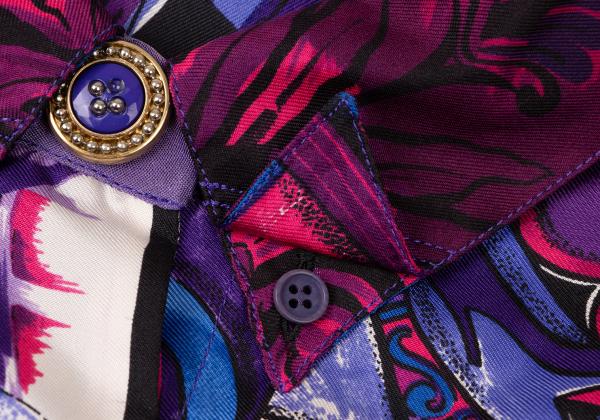 GIANNI VERSACE Silk All-Over Print Short Shirt Multi Size M