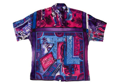 GIANNI VERSACE Silk All-Over Print Short Shirt Multi Size M