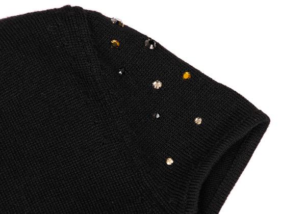 GIANNI VERSACE Bijou V-Neck Wool Sweater Black Size 44