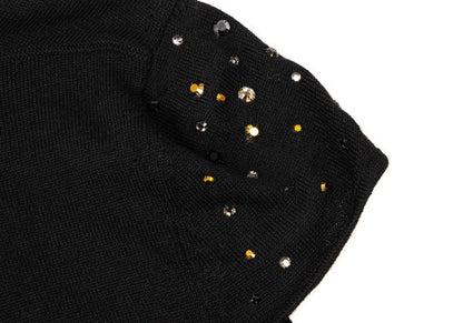GIANNI VERSACE Bijou V-Neck Wool Sweater Black Size 44