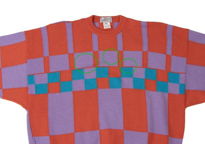 GIANNI VERSACE Block Pattern Sweater Multi-Color Size 3