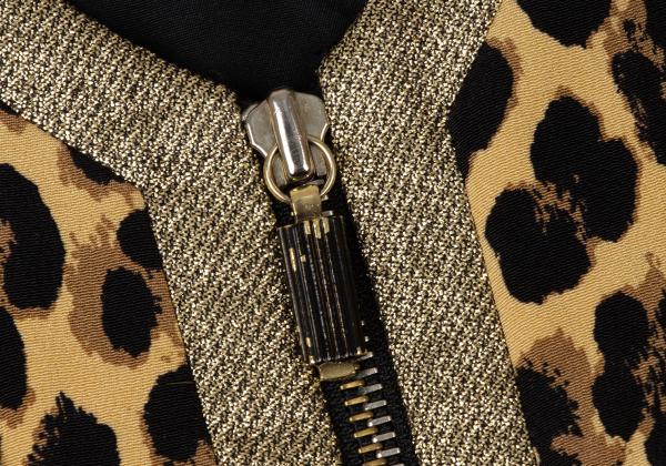 GIANNI VERSACE Lame Leopard Print Zip Vest Beige Size 38