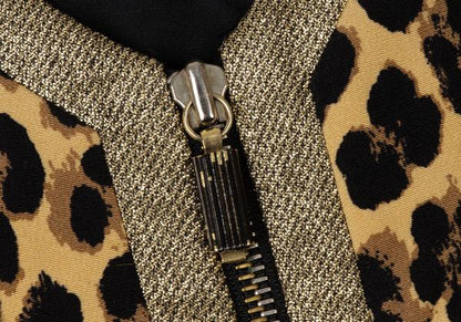 GIANNI VERSACE Lame Leopard Print Zip Vest Beige Size 38