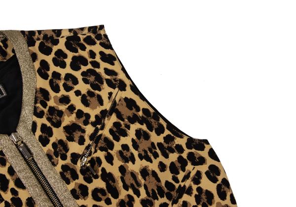 GIANNI VERSACE Lame Leopard Print Zip Vest Beige Size 38