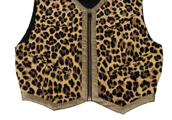 GIANNI VERSACE Lame Leopard Print Zip Vest Beige Size 38