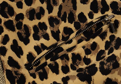 GIANNI VERSACE Lame Leopard Print Zip Vest Beige Size 38