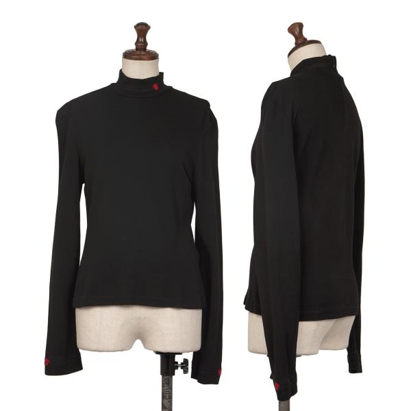 GIANNI VERSACE Black Rayon Embroidered Mock Neck Top Size 40