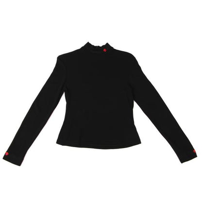 GIANNI VERSACE Black Rayon Embroidered Mock Neck Top Size 40