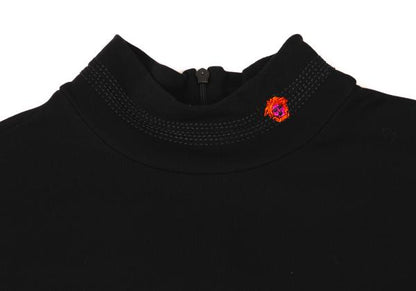 GIANNI VERSACE Black Rayon Embroidered Mock Neck Top Size 40