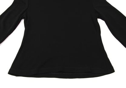 GIANNI VERSACE Black Rayon Embroidered Mock Neck Top Size 40