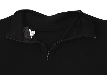 GIANNI VERSACE Black Rayon Embroidered Mock Neck Top Size 40