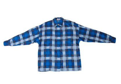 VERSACE SPORT Silk Check Button-Up Shirt Blue Size 40