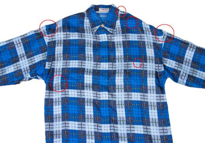 VERSACE SPORT Silk Check Button-Up Shirt Blue Size 40