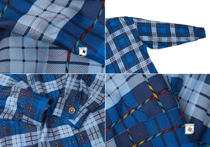 VERSACE SPORT Silk Check Button-Up Shirt Blue Size 40