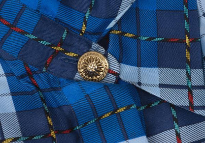 VERSACE SPORT Silk Check Button-Up Shirt Blue Size 40