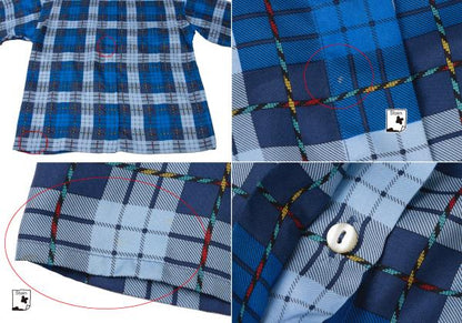 VERSACE SPORT Silk Check Button-Up Shirt Blue Size 40