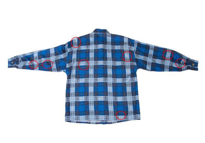 VERSACE SPORT Silk Check Button-Up Shirt Blue Size 40
