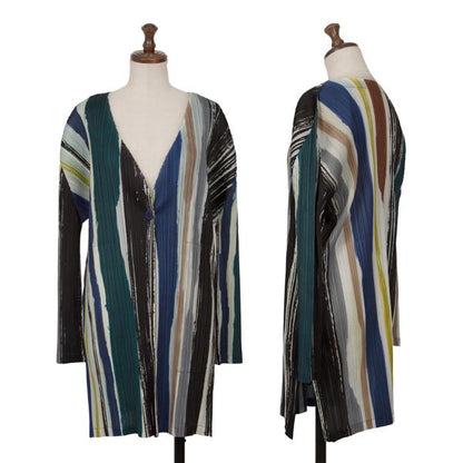 PLEATS PLEASE Leaf Vein 21SS Multi Stripe Long Jacket Size 3