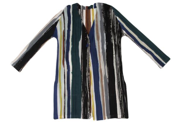 PLEATS PLEASE Leaf Vein 21SS Multi Stripe Long Jacket Size 3