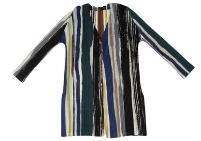 PLEATS PLEASE Leaf Vein 21SS Multi Stripe Long Jacket Size 3