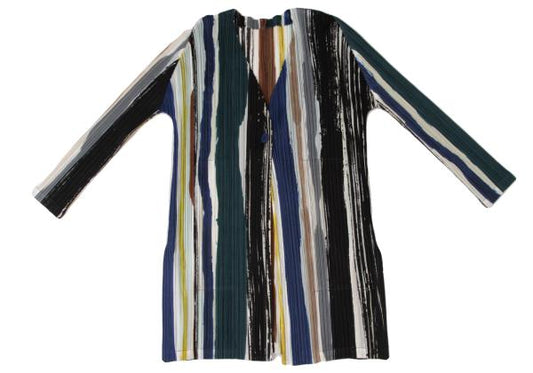 PLEATS PLEASE Leaf Vein 21SS Multi Stripe Long Jacket Size 3