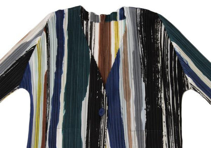PLEATS PLEASE Leaf Vein 21SS Multi Stripe Long Jacket Size 3