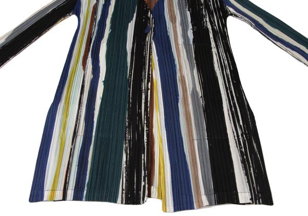 PLEATS PLEASE Leaf Vein 21SS Multi Stripe Long Jacket Size 3