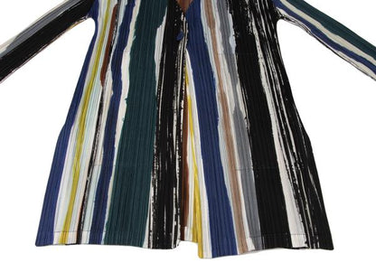 PLEATS PLEASE Leaf Vein 21SS Multi Stripe Long Jacket Size 3