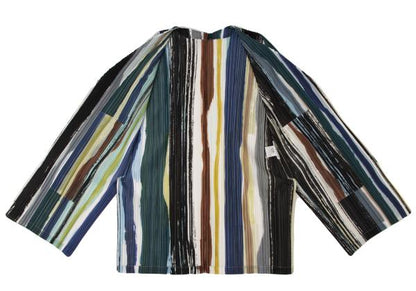 PLEATS PLEASE Leaf Vein 21SS Multi Stripe Long Jacket Size 3